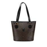 セリーヌ マカダム ハンドバッグ トートバッグ ブラック ブラウン PVC レザー レディース CELINE 【中古】